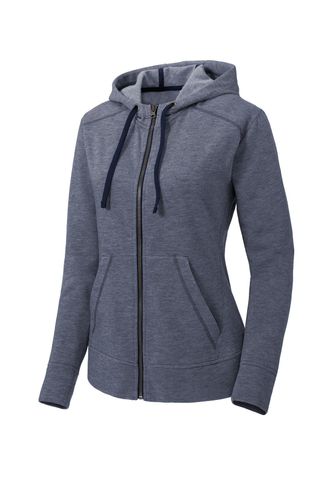 Sport-Tek Ladies PosiCharge Tri-Blend Wicking Fleece Full-Zip Hooded Jacket LST293 image thumbnail