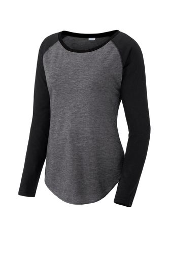 Sport-Tek Ladies PosiCharge Long Sleeve Tri-Blend Wicking Scoop Neck Raglan Tee LST400LS image thumbnail