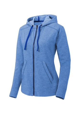 Sport-Tek Ladies PosiCharge Tri-Blend Wicking Fleece Full-Zip Hooded Jacket LST293 image thumbnail