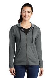 Image of Sport-Tek Ladies PosiCharge Tri-Blend Wicking Fleece Full-Zip Hooded Jacket LST293
