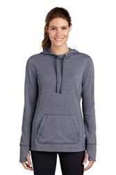 Image of Sport-Tek Ladies PosiCharge Tri-Blend Wicking Fleece Hooded Pullover. LST296