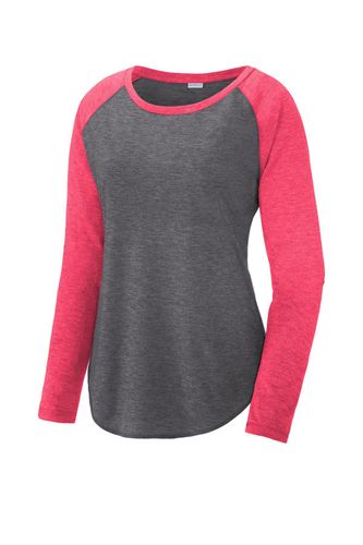 Sport-Tek Ladies PosiCharge Long Sleeve Tri-Blend Wicking Scoop Neck Raglan Tee LST400LS image thumbnail