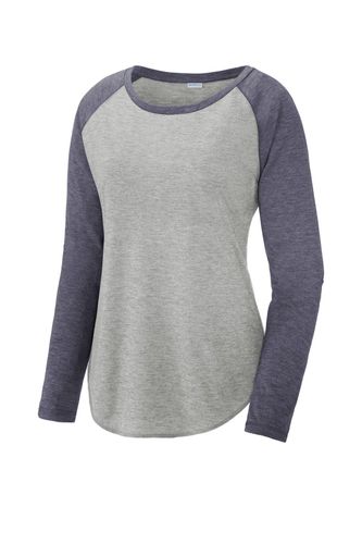 Sport-Tek Ladies PosiCharge Long Sleeve Tri-Blend Wicking Scoop Neck Raglan Tee LST400LS image thumbnail