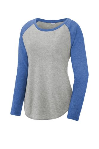 Sport-Tek Ladies PosiCharge Long Sleeve Tri-Blend Wicking Scoop Neck Raglan Tee LST400LS image thumbnail