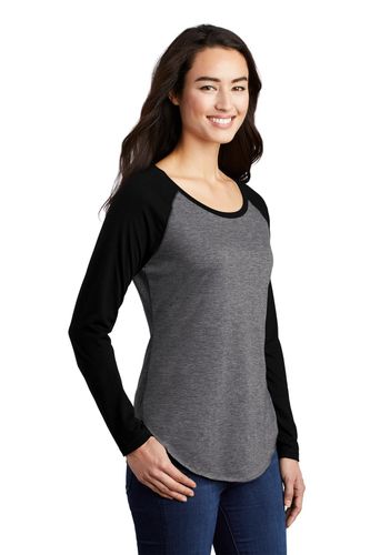 Sport-Tek Ladies PosiCharge Long Sleeve Tri-Blend Wicking Scoop Neck Raglan Tee LST400LS image thumbnail