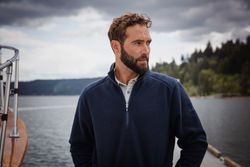 Image of Cutter & Buck Cascade Eco Sherpa Fleece Mens Big & Tall Quarter Zip Jacket Big & Tall