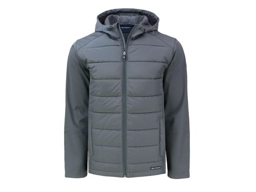 Cutter & Buck Evoke Hybrid Eco Softshell Recycled Full Zip Mens Hooded Jacket image thumbnail