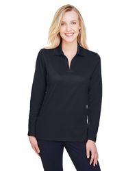 Image of Devon & Jones CrownLux Performance Ladies' Plaited Long Sleeve Polo