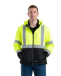Image of Berne Men's Hi-Vis Class 3 Hooded Softshell Jacket