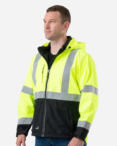 Berne Men's Hi-Vis Class 3 Hooded Softshell Jacket image thumbnail