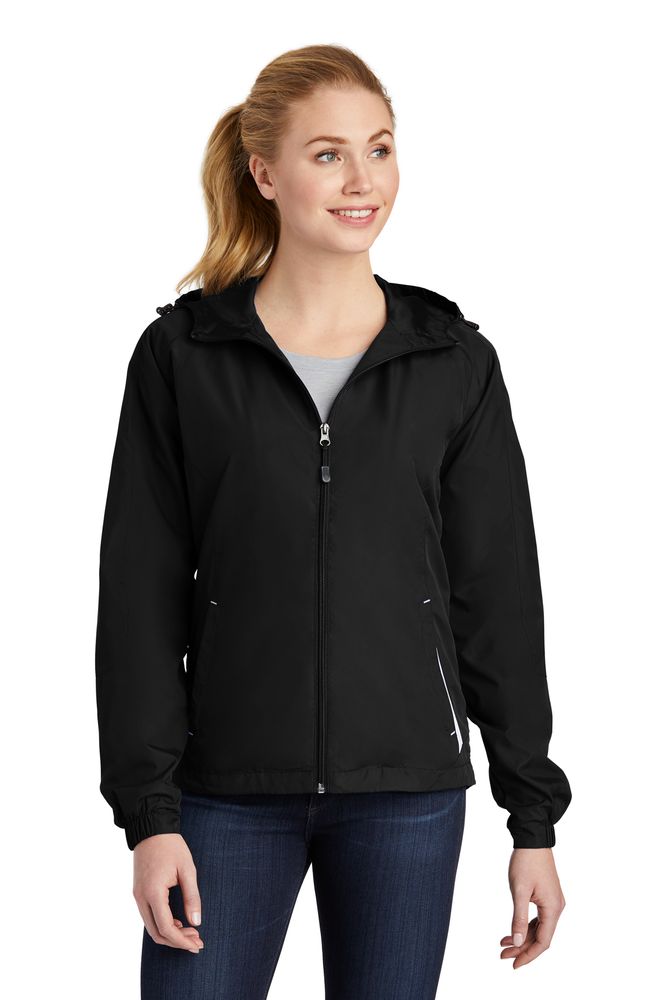 Hooded Raglan Jacket Sport-Tek Ladies Colorblock Hooded Raglan Jacket image thumbnail