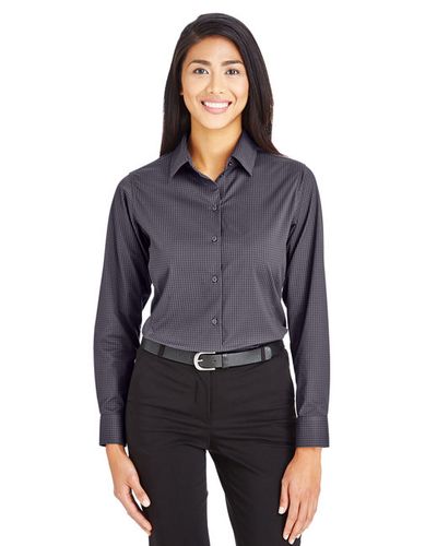 Devon & Jones CrownLux Performance® Ladies' Tonal Mini Check Woven Shirt image thumbnail