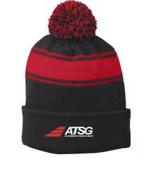 Image of Sport-Tek® Stripe Pom Pom Beanie