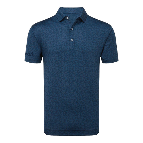 Men's Navy Painted Floral Lisle Polo image thumbnail