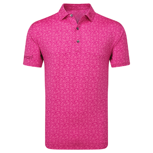 Men's Berry Painted Floral Lisle Polo image thumbnail
