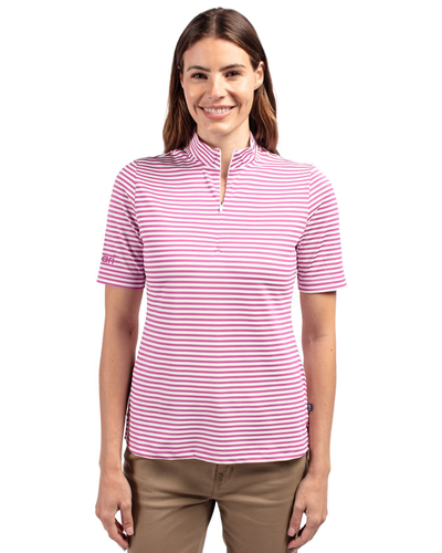 Ladies Recycled Pique Stripe Polo image thumbnail