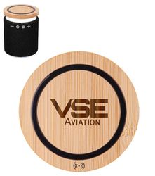 Image of VSE Aviation Bamboo Wireless Speaker W/Phone Charger