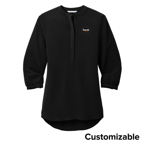 Women's 3/4-Sleeve Textured Crepe Tunic image thumbnail