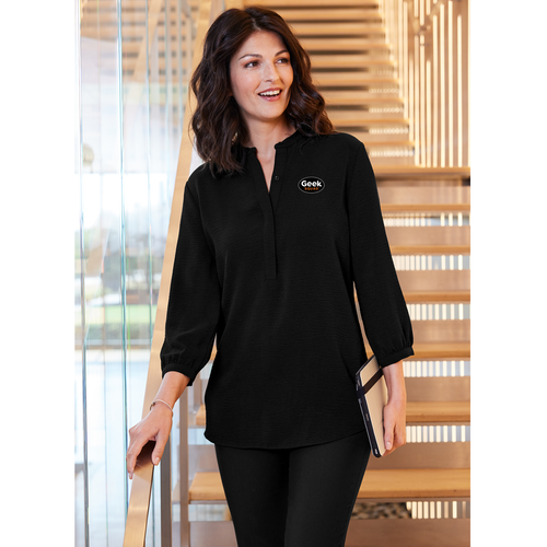 Women's 3/4-Sleeve Textured Crepe Tunic image thumbnail