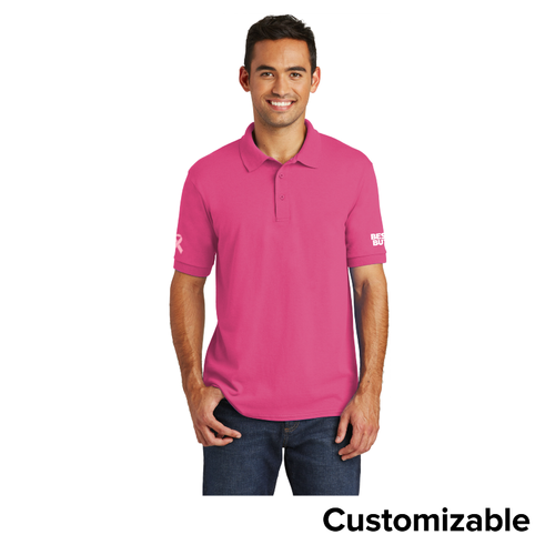 Unisex 50/50 Cotton/Poly Breast Cancer Awareness Polo image thumbnail