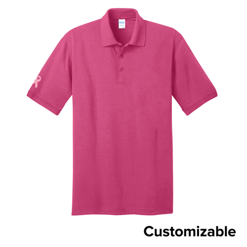 Unisex 50/50 Cotton/Poly Breast Cancer Awareness Polo image thumbnail