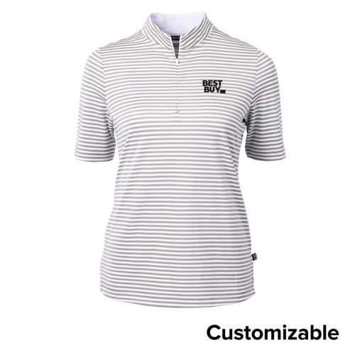 Women's Cutter & Buck Stripe Mock Neck Top image thumbnail