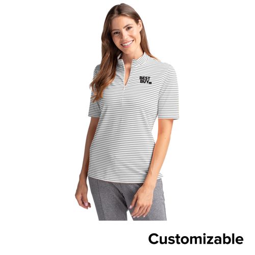 Women's Cutter & Buck Stripe Mock Neck Top image thumbnail