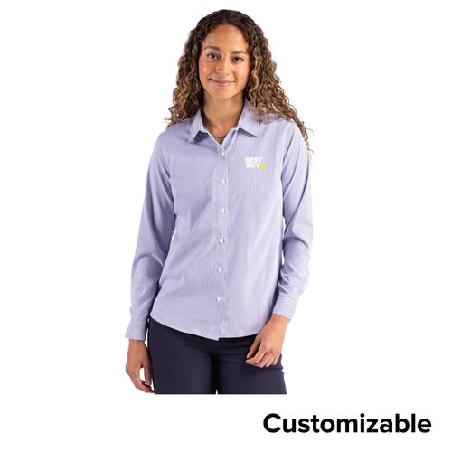 Women's Cutter & Buck Pinstripe Dress Shirt image thumbnail