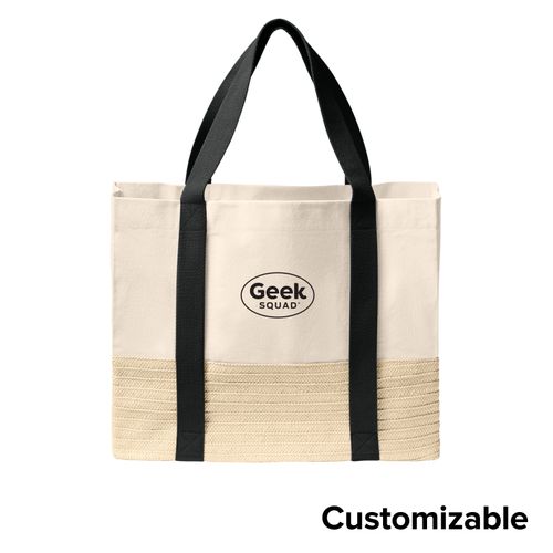Straw Bottom Canvas Tote image thumbnail