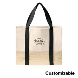 Image of Straw Bottom Canvas Tote