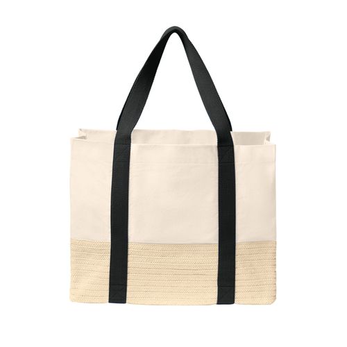 Straw Bottom Canvas Tote image thumbnail