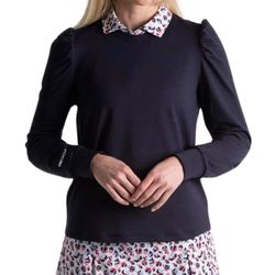 Image of Fairway & Greene Ladies' Navy Puff Sleeve Sweatshirt