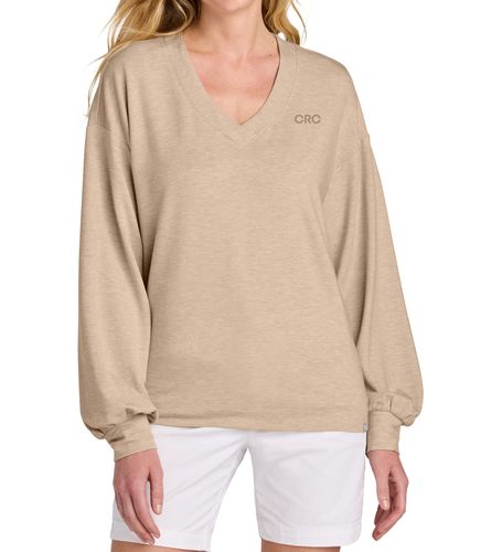 TravisMathew Ladies' Tan Weekend V-Neck Top image thumbnail