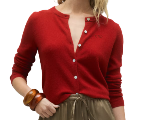 Quince Red Cashmere Cardigan Sweater image thumbnail