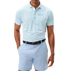 Image of Johnnie-O Men's Blue Cocktail Time Performance Mesh Polo