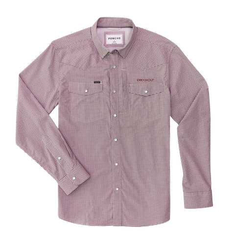 Poncho Men's Maroon Checkered Long Sleeve Shirt image thumbnail
