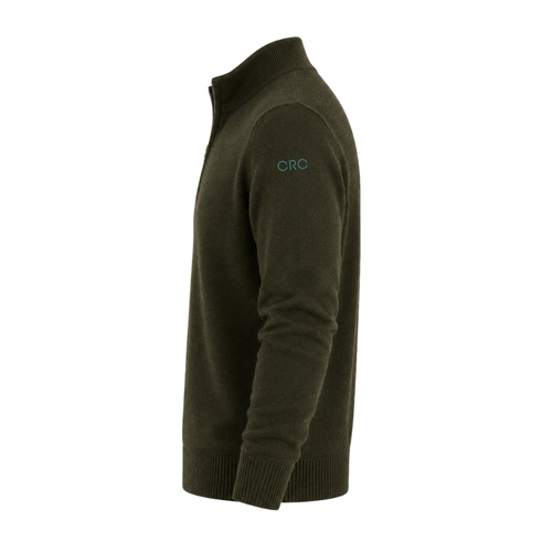 Quince Men's Olive Cashmere Quarter Zip Sweater image thumbnail