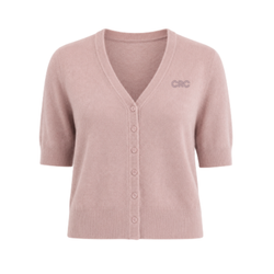 Image of Quince Ladies Vintage Pink Cashmere Cardigan (CHEST LOGO)