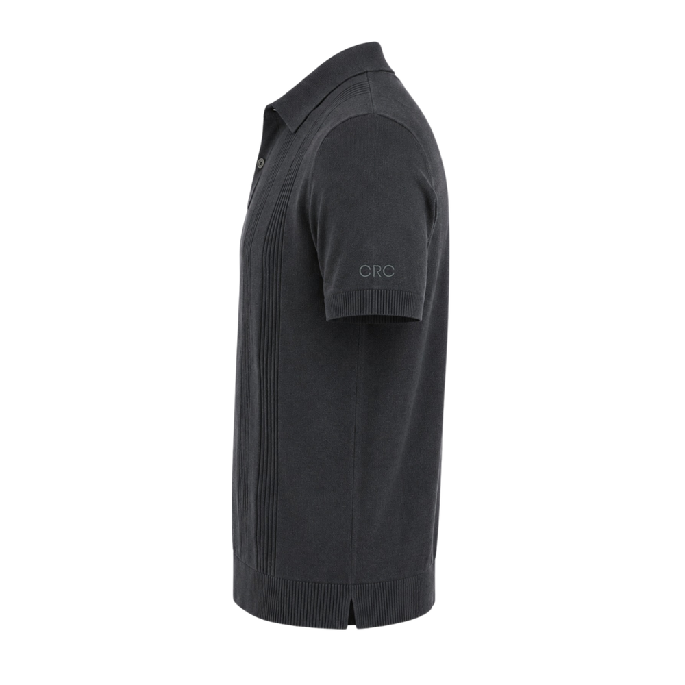 Quince Men's Charcoal Cotton-Silk Ribbed Sweater Polo primary image