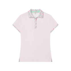Image of MJ Luxe Enterprises Women's Ellie Polo in White/Paradise