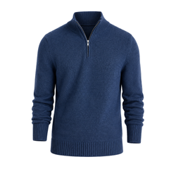 Image of Quince Men's Organic Cotton Quarter-Zip Sweater in Heather Navy