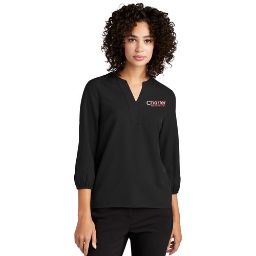 MERCER+METTLE Women's Stretch Crepe 3/4-Sleeve Blouse image thumbnail