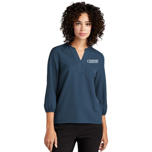 MERCER+METTLE Women's Stretch Crepe 3/4-Sleeve Blouse image thumbnail