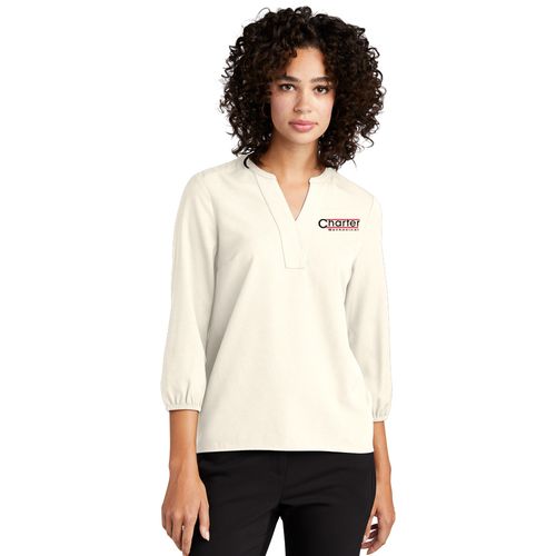 MERCER+METTLE Women's Stretch Crepe 3/4-Sleeve Blouse image thumbnail