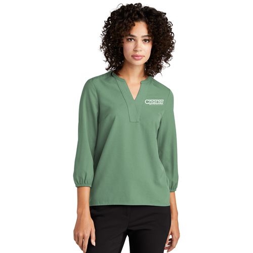 MERCER+METTLE Women's Stretch Crepe 3/4-Sleeve Blouse image thumbnail