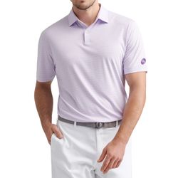 Image of Peter Millar Men's Petal Purple Stripe Performance Polo