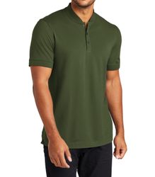 Image of Men's Green Stretch Pique Henley