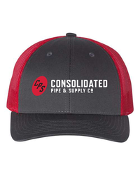 Image of Red Mesh Charcoal Richardson Trucker Cap