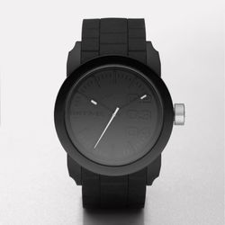 Image of Diesel Mens Double Down Black Silicone Watch Black Dial