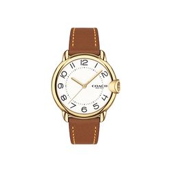 Image of Coach Ladies Arden Gold-Tone Brown Leather Strap, White Dial